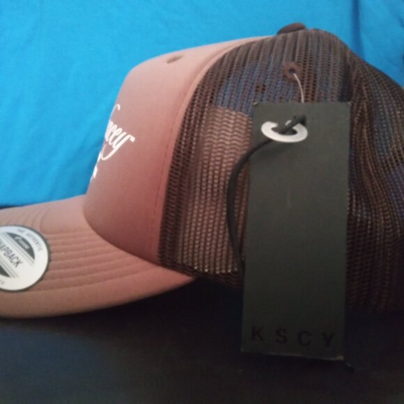 Kiss Chacey Sunset Strip Hollywood CA Brown 5 panel Address Trucker Hat - Picture 2 of 4